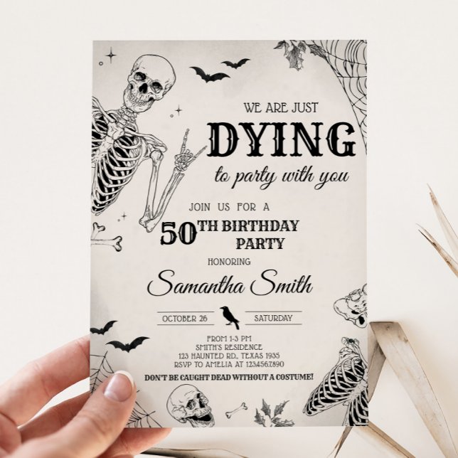Skull tobt zu Party Halloween-Party Einladung (Dying to Party Skull Halloween Party Invitation)