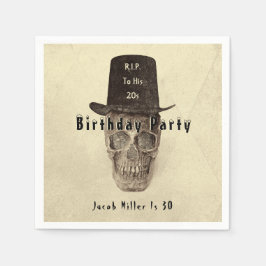 Skull Top Hat Vintag Sepia RIP bis zu seinen 20ern Serviette
