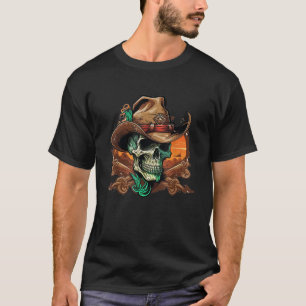 Skull Traaring Cowboy Hat Skeleton T Shirt