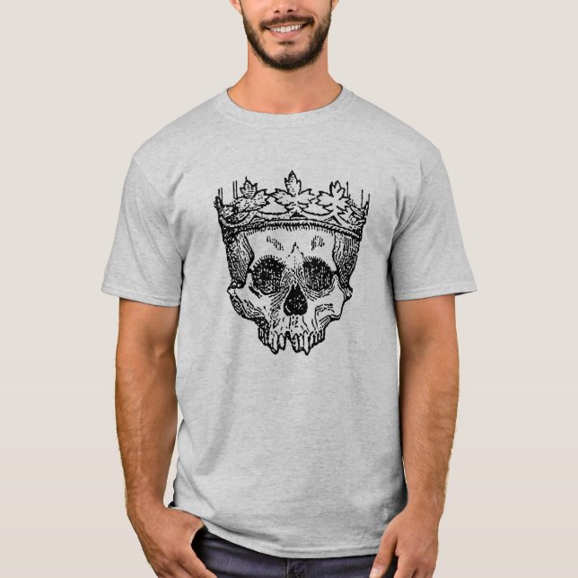 Skull Traging Crown Gothing Zeichnend T-Shirt (Vorderseite)