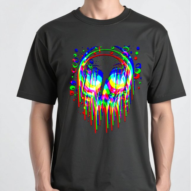 Skull Trippy Illusion - Psychedelic RGB Glitchcore T-Shirt (Von Creator hochgeladen)