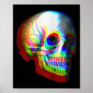 Skull Trippy Vaporwave Halloween Techno Rave Edm Poster