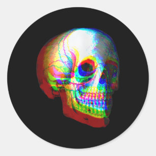 Skull Trippy Vaporwave Halloween Techno Rave Edm Runder Aufkleber
