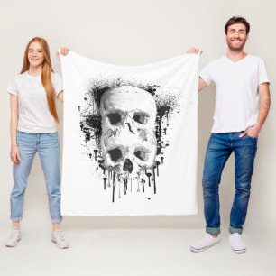 Skull Tropfen Black Ink Spritzer Graphic Fleecedecke
