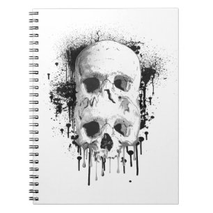 Skull Tropfen Black Ink Spritzer Graphic Notizblock