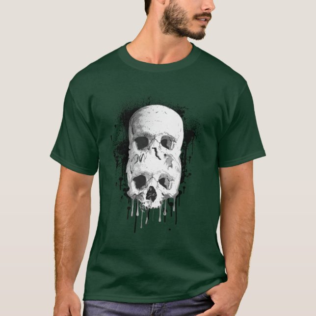 Skull Tropfen Black Ink Spritzer Graphic T-Shirt (Vorderseite)