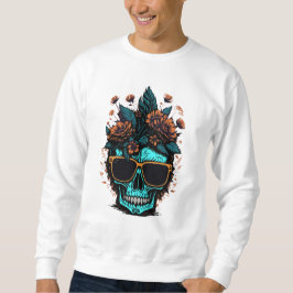 Skull Turquoise Orange Blume Sweatshirt