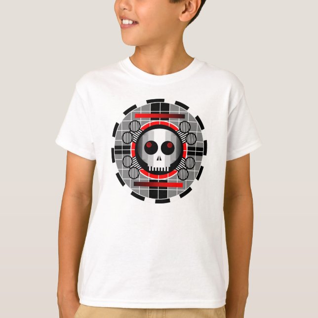 Skull TV-Runde T-Shirt Kinder Basic Weiß (Vorderseite)