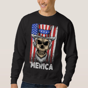 Skull Uncle Sam 4. Juli USA Flagge Merica Indepe Sweatshirt