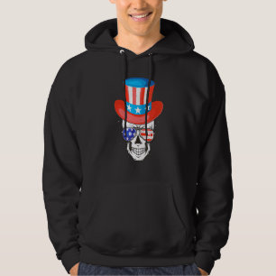 Skull Uncle Sam American Independence Day Flag Sun Hoodie