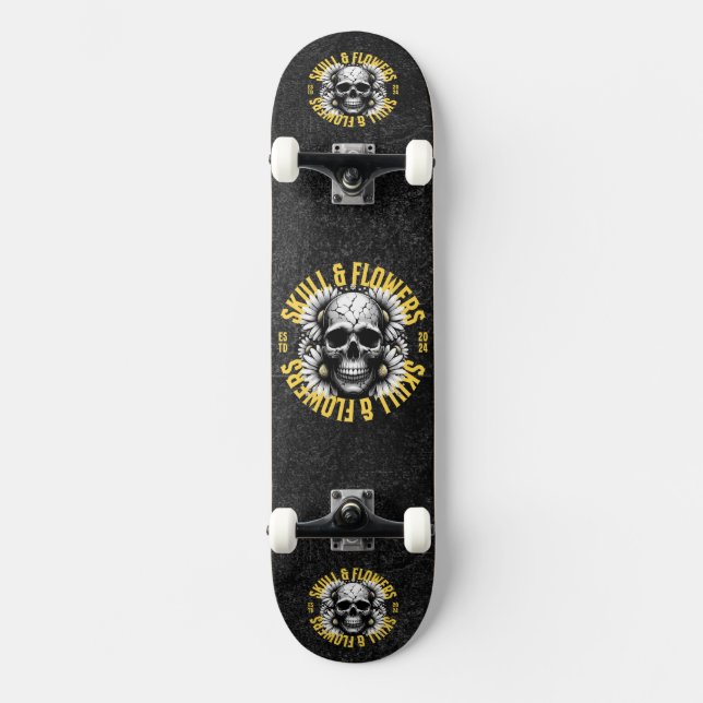 Skull und Blume Skateboard (Vorderseite)
