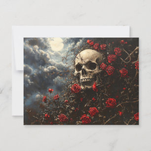 Skull und Crimson-Rose Postkarte