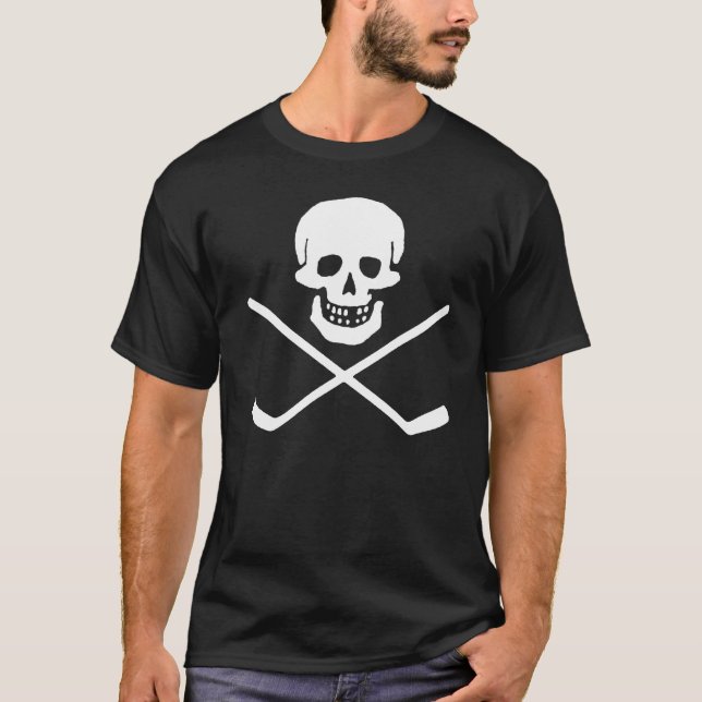 Skull und Cross Sticks Dunkler T - Shirt (Vorderseite)