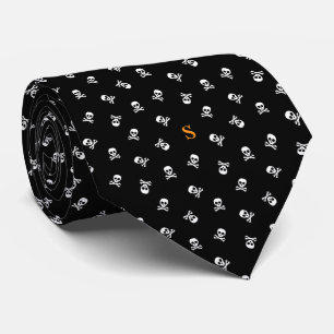 Skull und Crossbones Mit Monogramm Halloween Krawatte