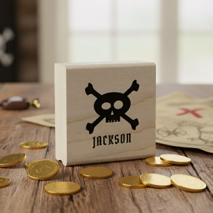 Skull und Crossbones Pirate Name Kautschuk Briefma Gummistempel