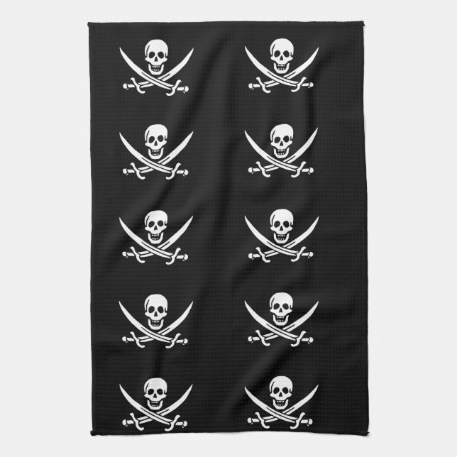 Skull und Crossbones Pirattuch Geschirrtuch (Vertikal)