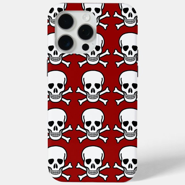 Skull und Crossbones Red Background Halloween Case-Mate iPhone Hülle (Rückseite)