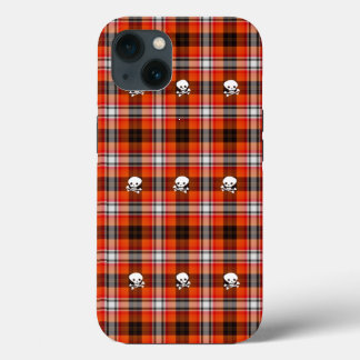 Skull und Crossbones Rot und Schwarz Kariert Case-Mate iPhone Hülle