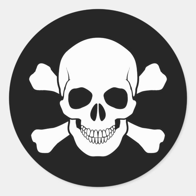 SKULL- UND KREUZBONENSTICKER RUNDER AUFKLEBER (Vorderseite)