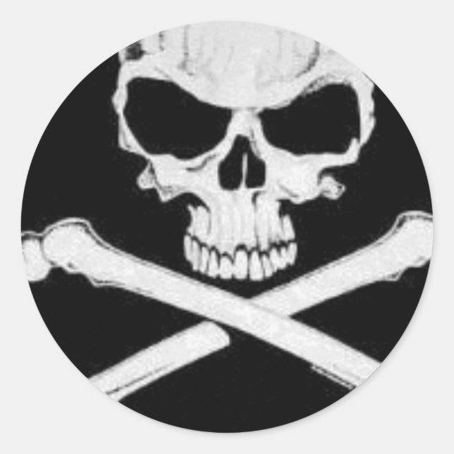 SKULL UND KREUZEN RUNDER AUFKLEBER (Vorderseite)