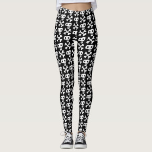Skull und Kreuzknochen Pirate Design Schwarz & Wei Leggings
