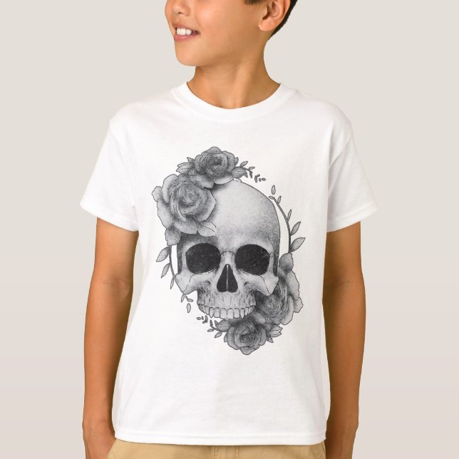 Skull und Rose Sketch T-Shirt (Vorderseite)