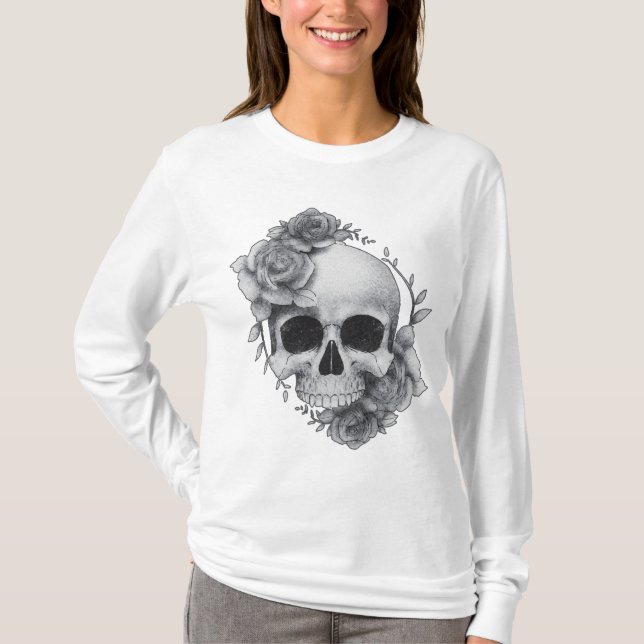 Skull und Rose Sketch T-Shirt (Vorderseite)