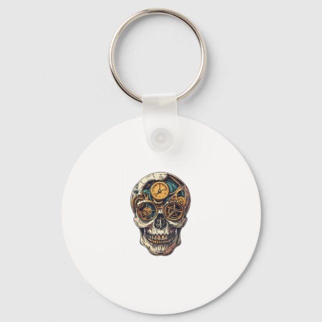 Skull- und Uhrentaster Schlüsselanhänger (Vorderseite)