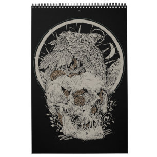 Skull- und Vogeldesign Kalender