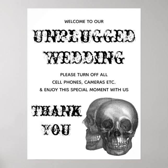 Skull Unplugged Wedding Sign Poster (Vorne)