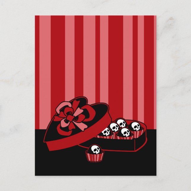 Skull Valentine Candy Feiertagspostkarte (Vorderseite)
