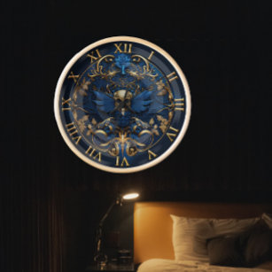 #Skull Vintag Decorative Art mit Blau und Gold Uhr