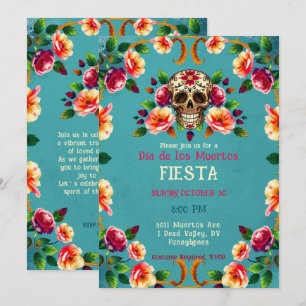 💀 🎉 Skull voll von Rose, die Día de los Muertos Einladung