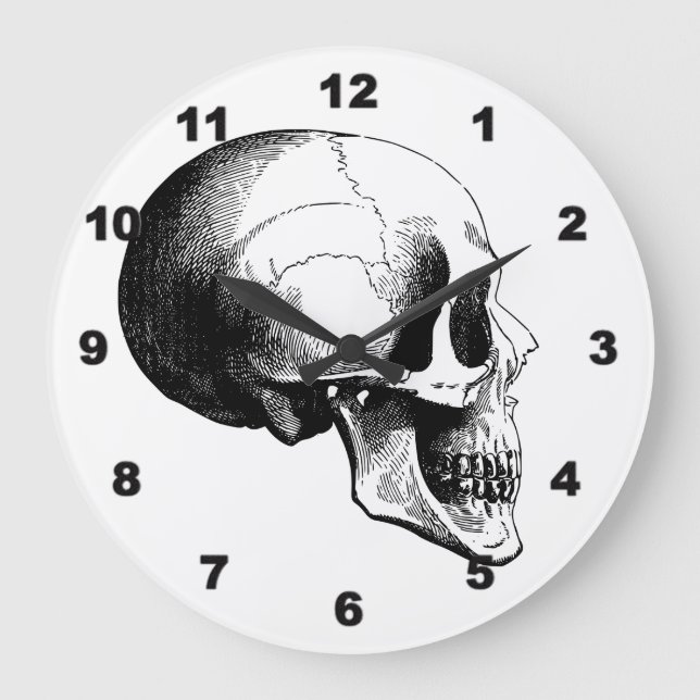 Skull Wall Clock Große Wanduhr (Vorderseite)