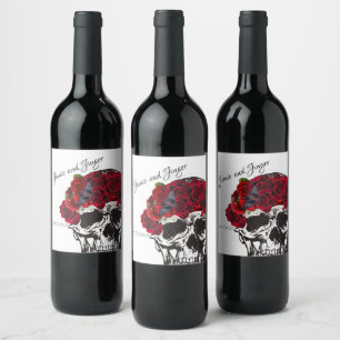 Skull Wedding Wine Label Weinetikett