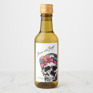 Skull Wedding Wine Label Weinetikett