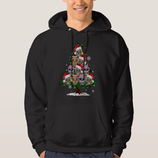 Skull Weihnachtsbaum Mexican Blume Sugar Skull Hoodie (Vorderseite)
