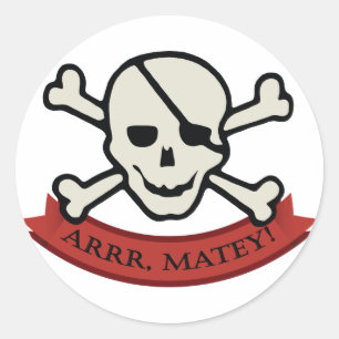 Skull - White Classic Round Sticker, Glossy Runder Aufkleber