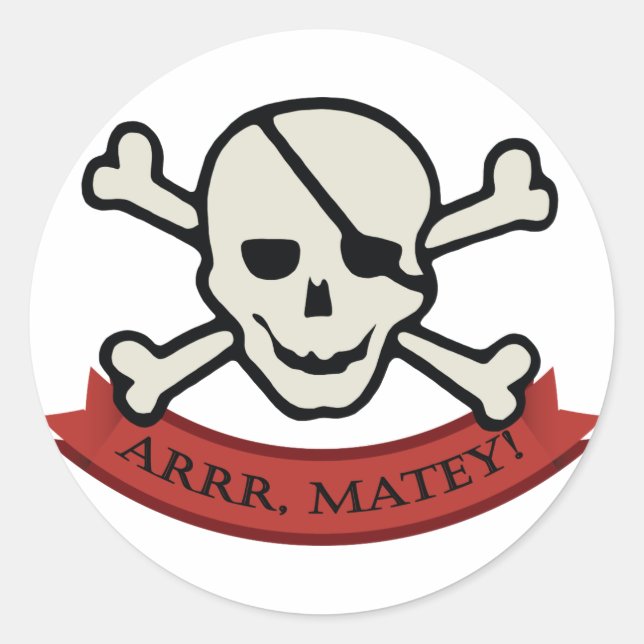 Skull - White Classic Round Sticker, Glossy Runder Aufkleber (Vorderseite)