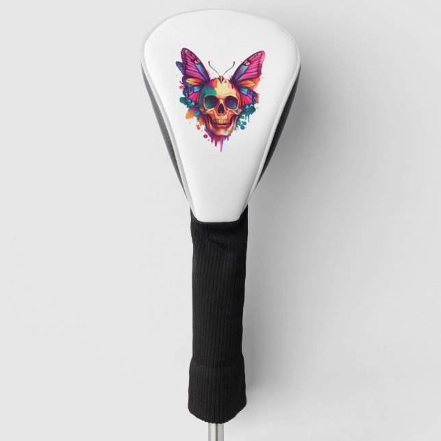 Skull with Butterfly Wings Golf Headcover (Vorderseite)