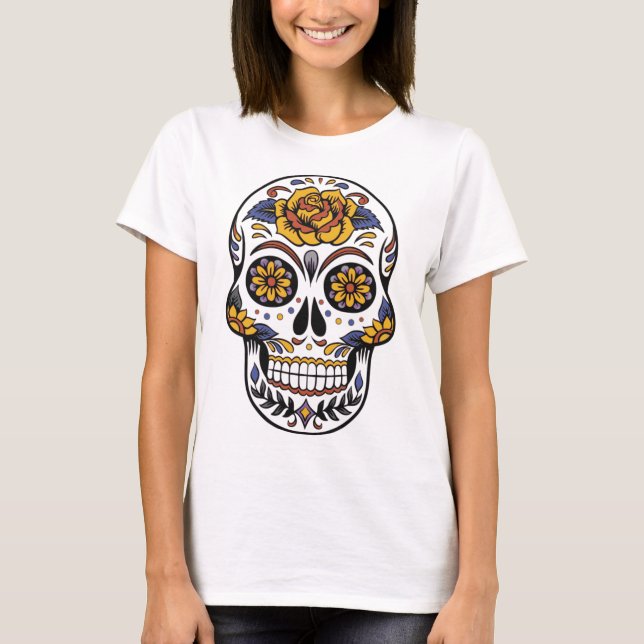 Skull with Flowers T-Shirt (Vorderseite)