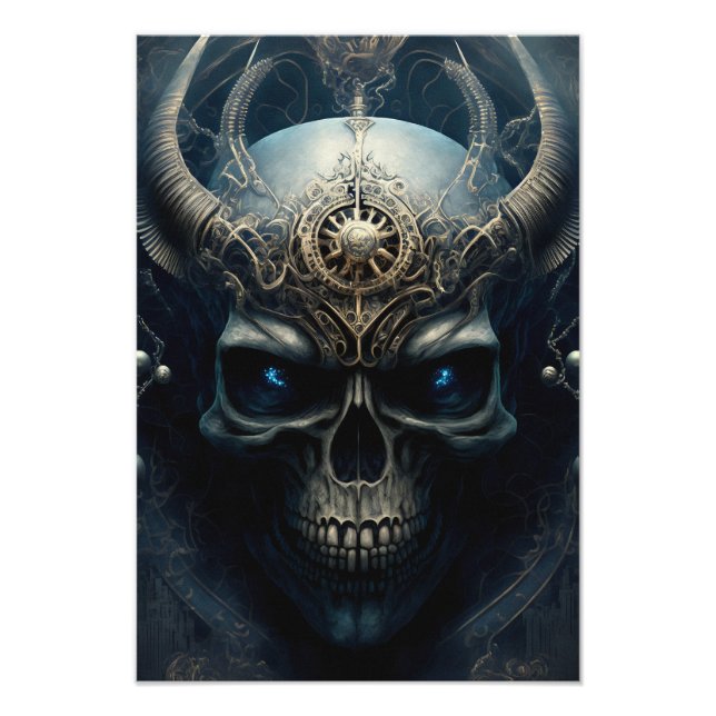 Skull with horns evil looking skull head Design  Fotodruck (Vorne)