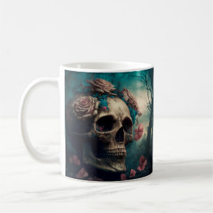 Skull with Roses Design Goth Art Kaffeetasse
