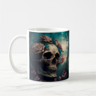 Skull with Roses Design Goth Art Kaffeetasse