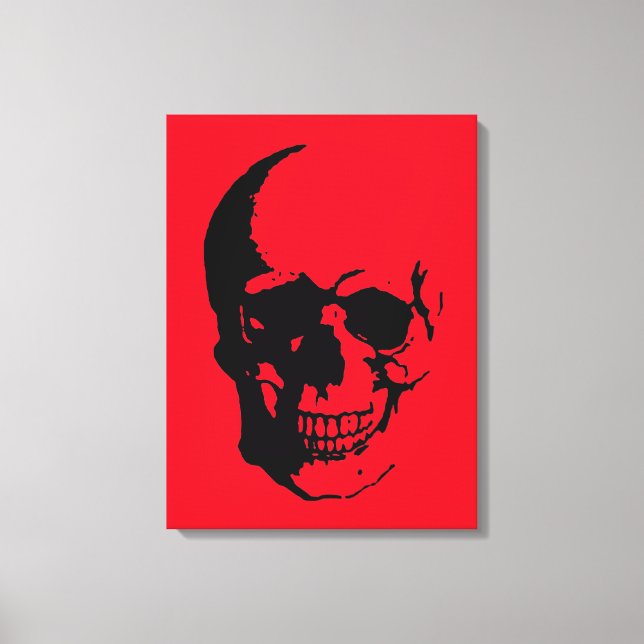 Skull Wrapped Canvas - Black & Red Fantasy Art Leinwanddruck (Vorderseite)