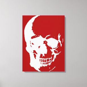 Skull Wrapped Canvas - White & Red Fantasy Art Leinwanddruck