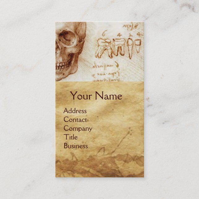 SKULL, ZÄHNE, DENTAL CLINIC, DENTIST MONKEY UND CA VISITENKARTE (Vorderseite)