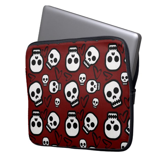 Skulls and Hearts Laptop carrier  Laptopschutzhülle (Vorderseite Links)