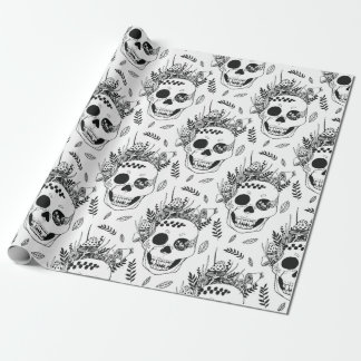 Skulls and Mushrooms Halloween cute spooky pattern Geschenkpapier