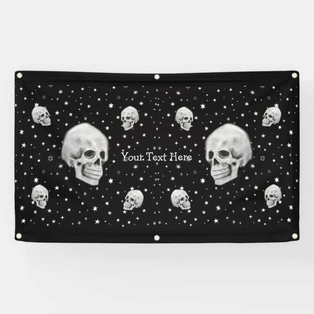 Skulls and Stars Trendy Gotische Kunst Banner (Horizontal)